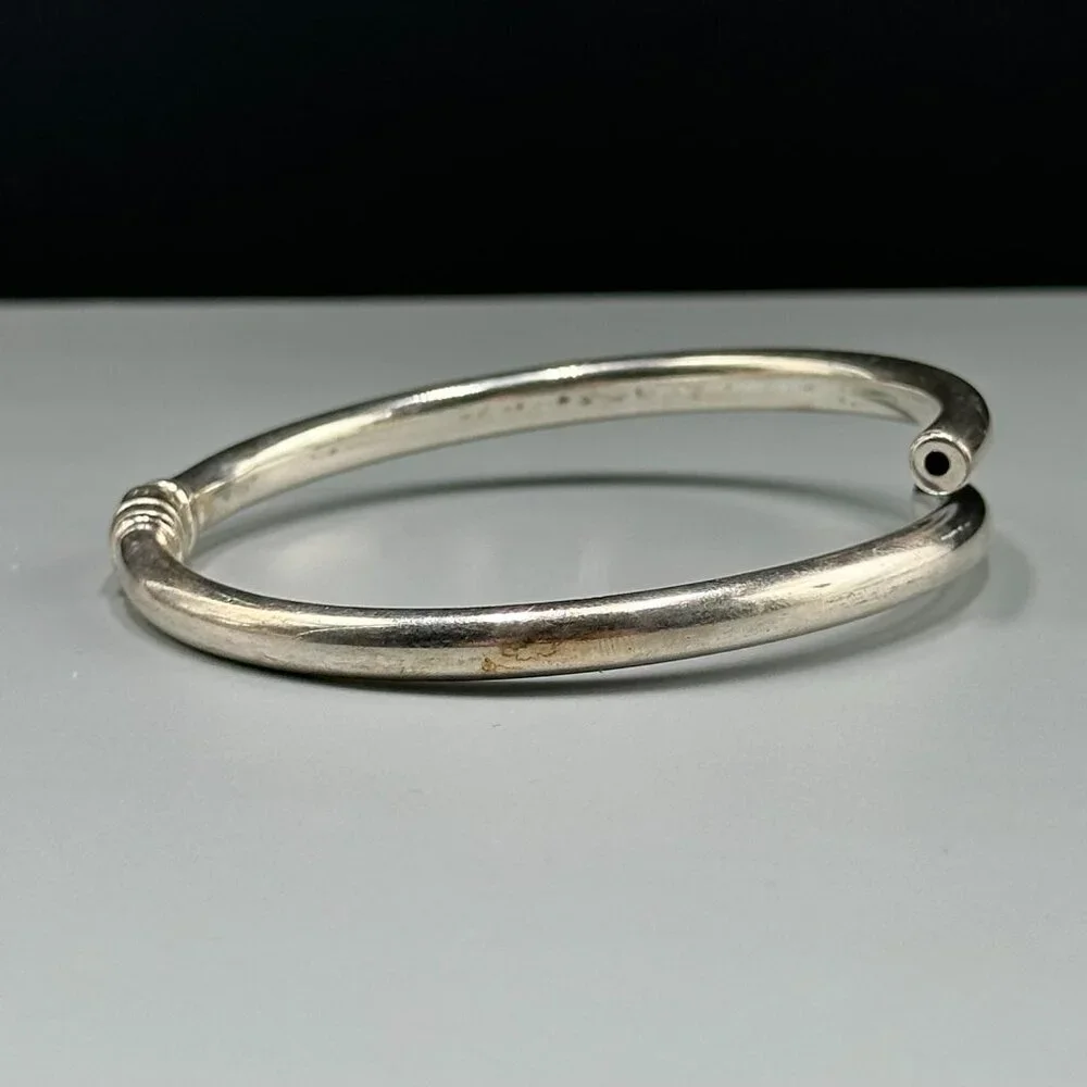 Sterling Silver Torque Bracelet Bypass Hinged Open Cuff Modernist 7.75